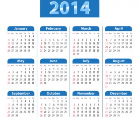 2014 Calendar grid vector design 02