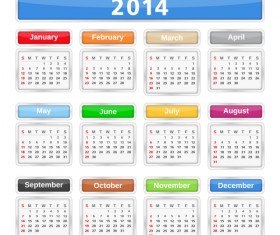 2014 Calendar grid vector design 03