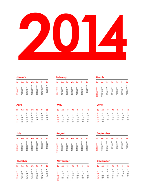 2014 Calendar grid vector design 05