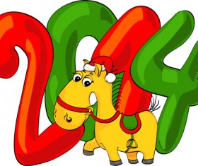 2014 Christmas Horse design elements vector 04