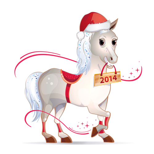 2014 Christmas Horse design elements vector 05