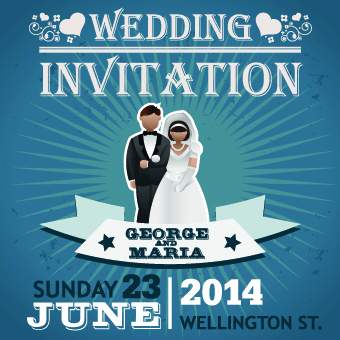 2014 Wedding Invitation card vector 01