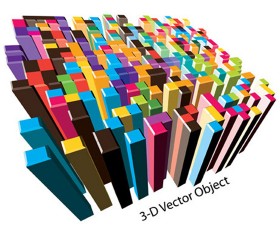 Colored 3d Objects background vector