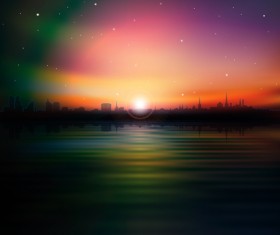 Urban Sunrise Landscape vector 02