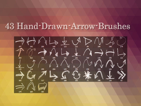 43 Kind Hand drawn arrow Photoshop Brushes