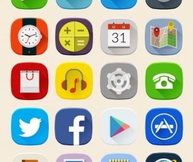 Colored web media icons vector