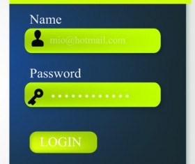 Green and blue login boxes psd