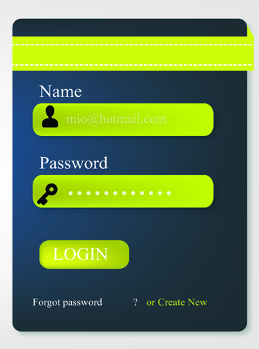 Green and blue login boxes psd