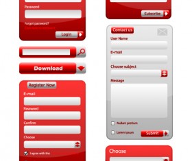 Shiny red Input boxes web vector 01