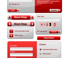 Shiny red Input boxes web vector 02