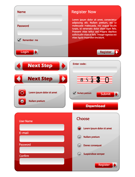 Shiny red Input boxes web vector 02