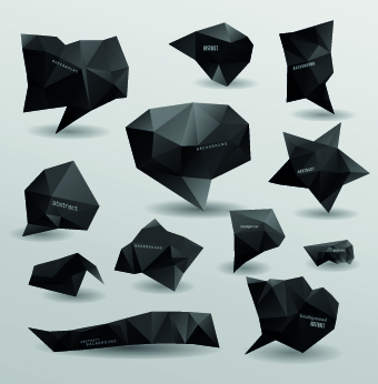 3D Origami Speech Bubbles vector 03