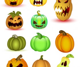 11 Kind Halloween Pumpkins icons set