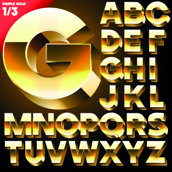 3D alphabet vector set 03 free download