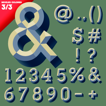 3D alphabet vector set 05