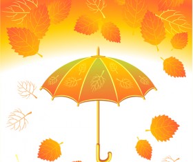 Autumn Leaf and umbrella vector background 01