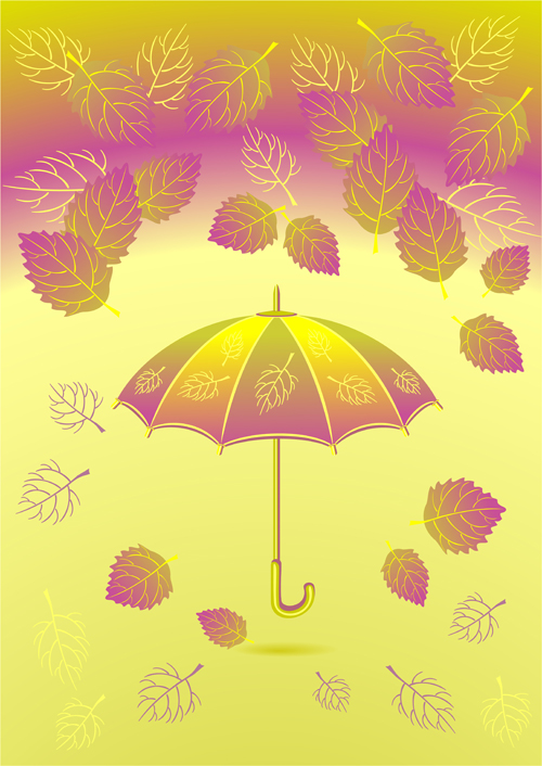 Autumn Leaf and umbrella vector background 02