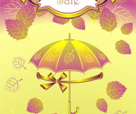 Autumn Leaf and umbrella vector background 03