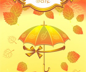 Autumn Leaf and umbrella vector background 04