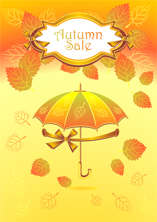 Autumn Leaf and umbrella vector background 04