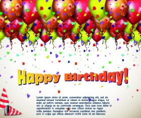 Happy birthday colored balloons background 03