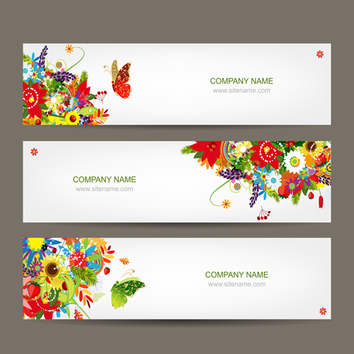 Beautiful floral banner vector 02