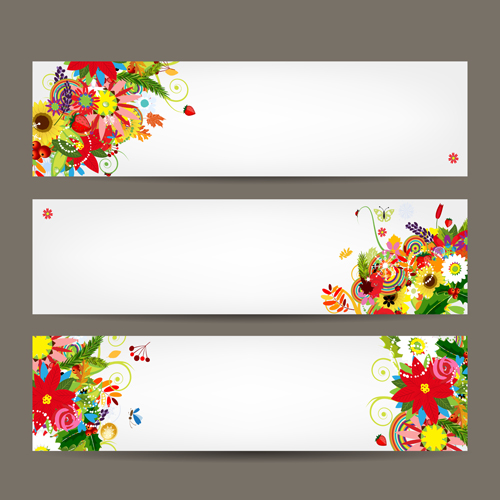 Beautiful floral banner vector 03