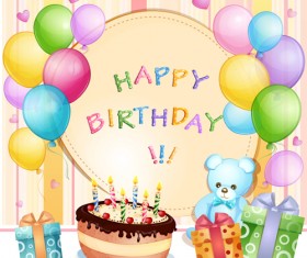 Cartoon Birthday cards design vector 01