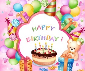 Cartoon Birthday cards design vector 03