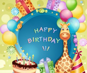 Cartoon Birthday cards design vector 04