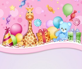 Cartoon Birthday cards design vector 05