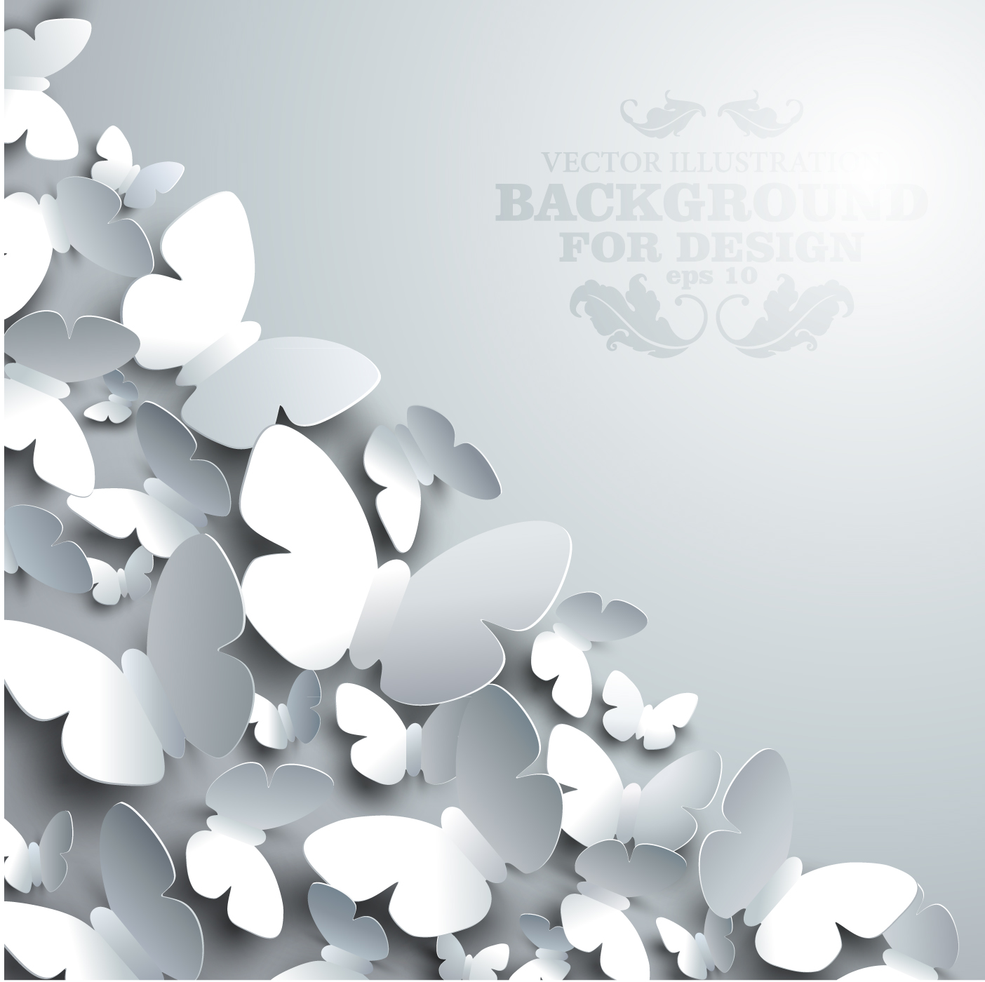 Paper butterflies vector backgrounds 05
