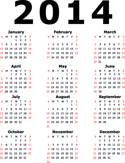 Calendar 2014 vector huge collection 01