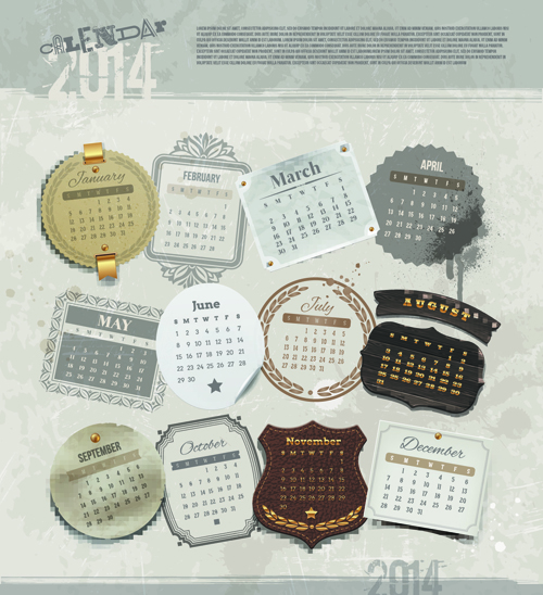 Calendar 2014 vector huge collection 11