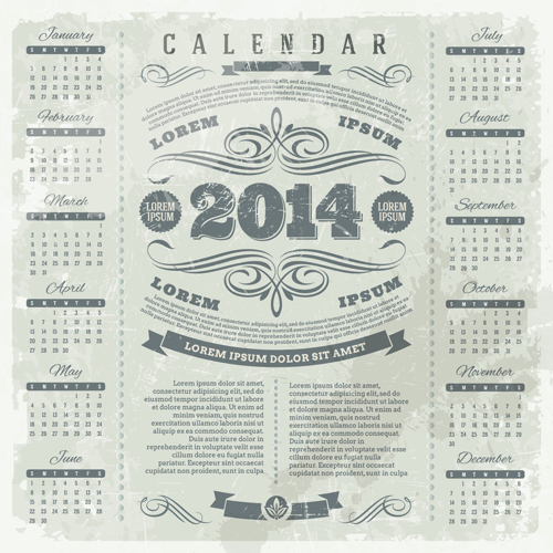 Calendar 2014 vector huge collection 14