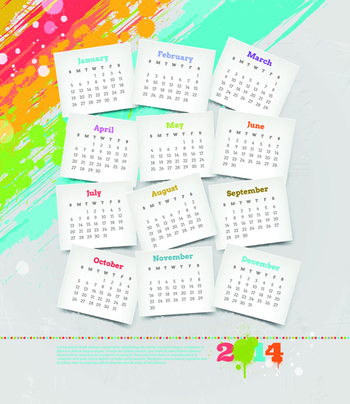 Calendar 2014 vector huge collection 15