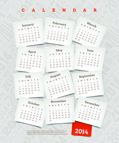 Calendar 2014 vector huge collection 18