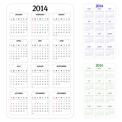 Calendar 2014 modern design vector 02