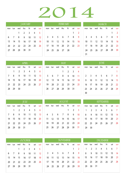 Calendar 2014 modern design vector 03