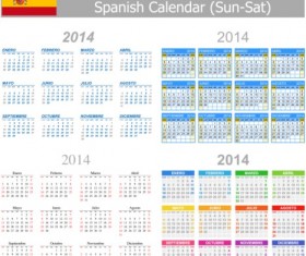Spanish Version Calendar 2014 vector 01