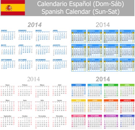 Spanish Version Calendar 2014 vector 01