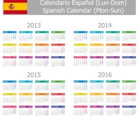 Spanish Version Calendar 2014 vector 04