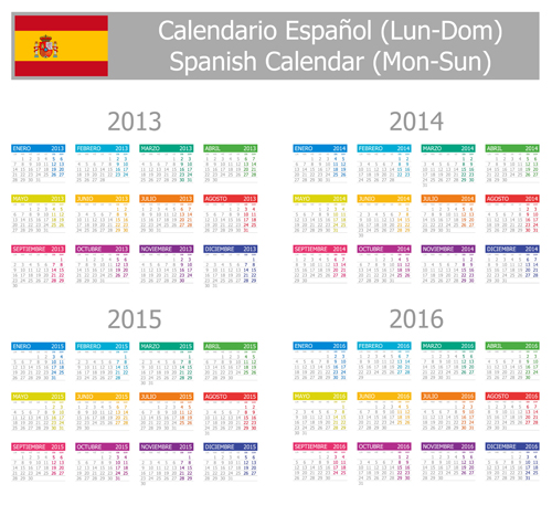 Spanish Version Calendar 2014 vector 04
