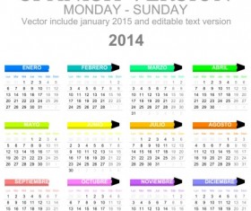 Spanish Version Calendar 2014 vector 05