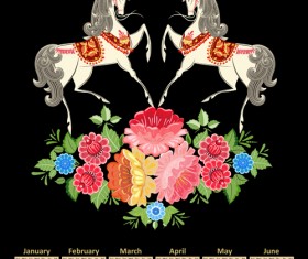 Calendar 2014 Horse design vector 08