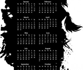 Calendar 2014 with Splash horse illustration vector 05