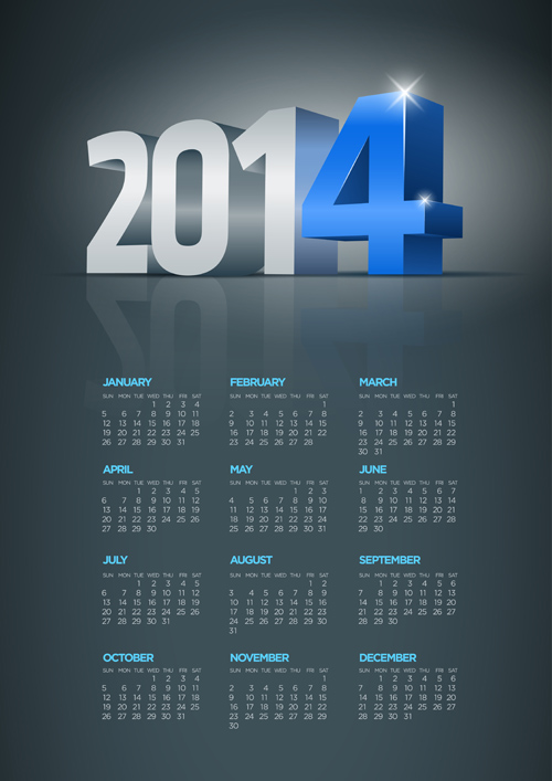 Calendar 2014 vector huge collection 46