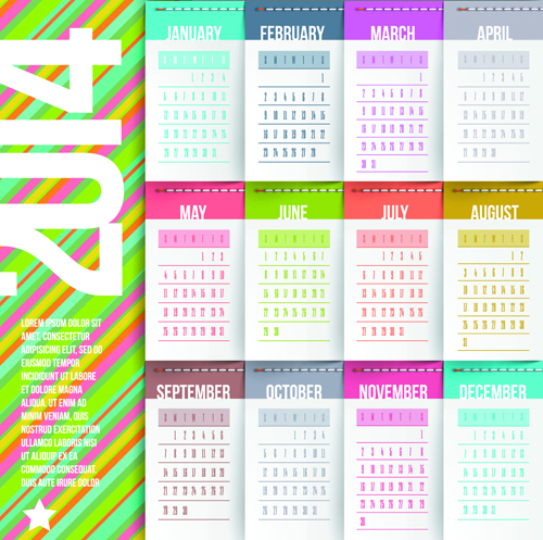 Calendar 2014 vector huge collection 24