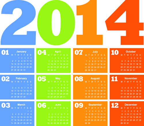 Calendar 2014 vector huge collection 03