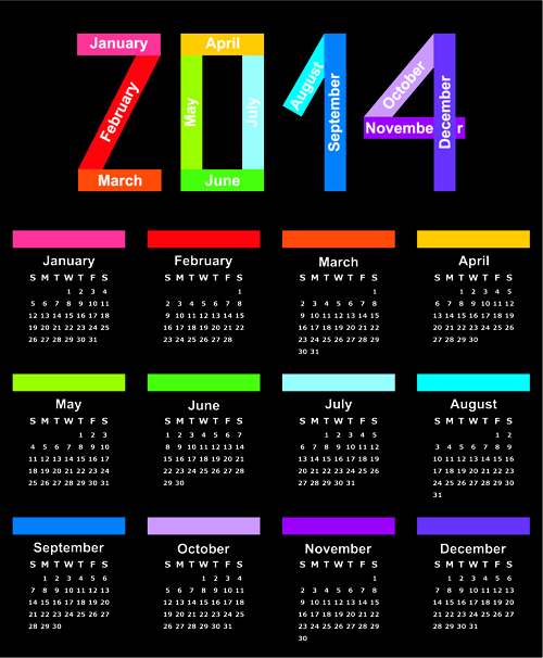 Calendar 2014 vector huge collection 04